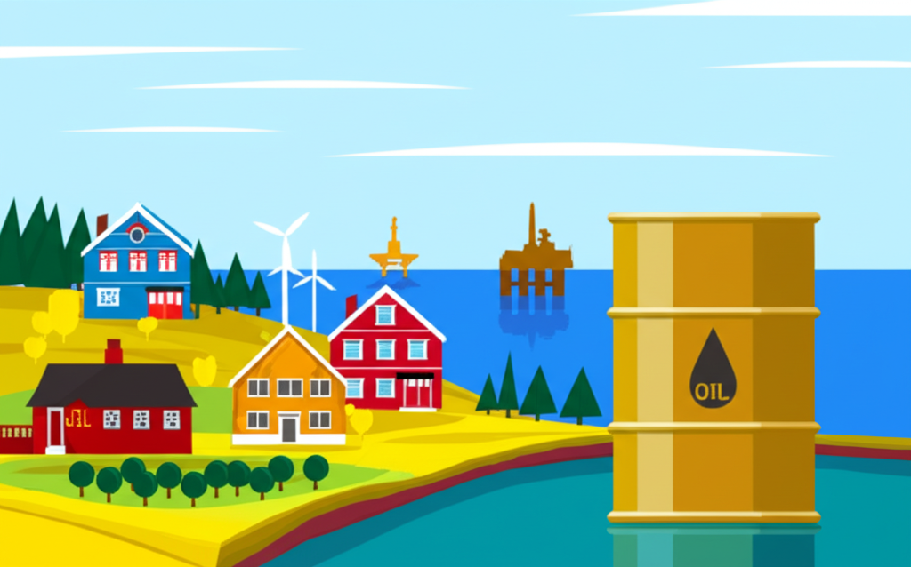 挪威漁村轉型為現代富裕國家，北海石油平台與象徵財富和永續未來的金色油桶