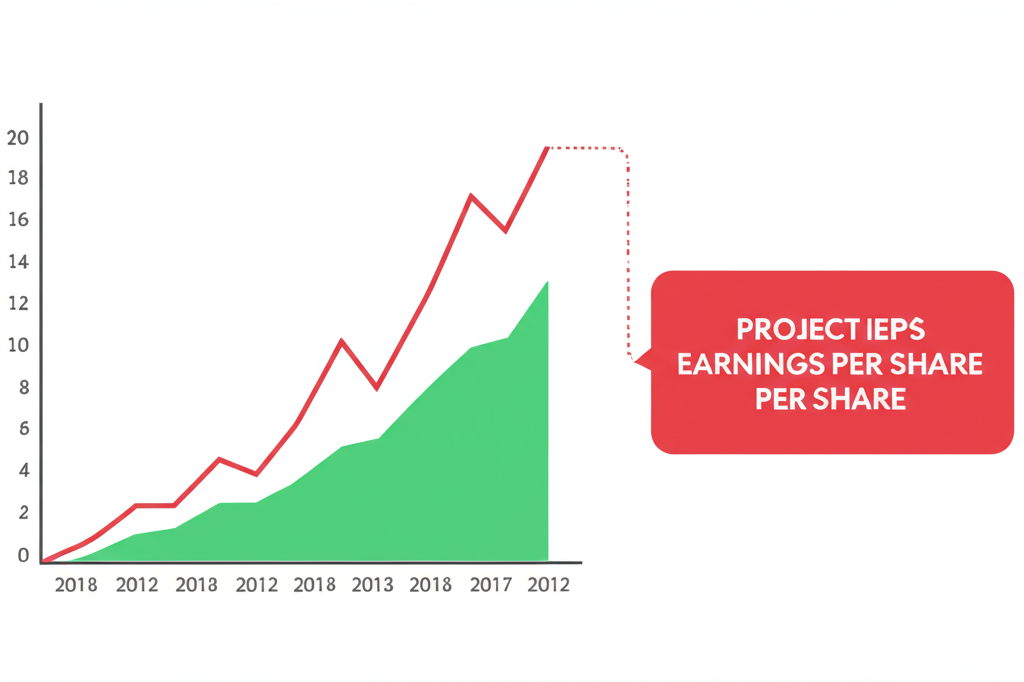 股票價格圖表連接到高成長公司未來預期每股盈餘的估值