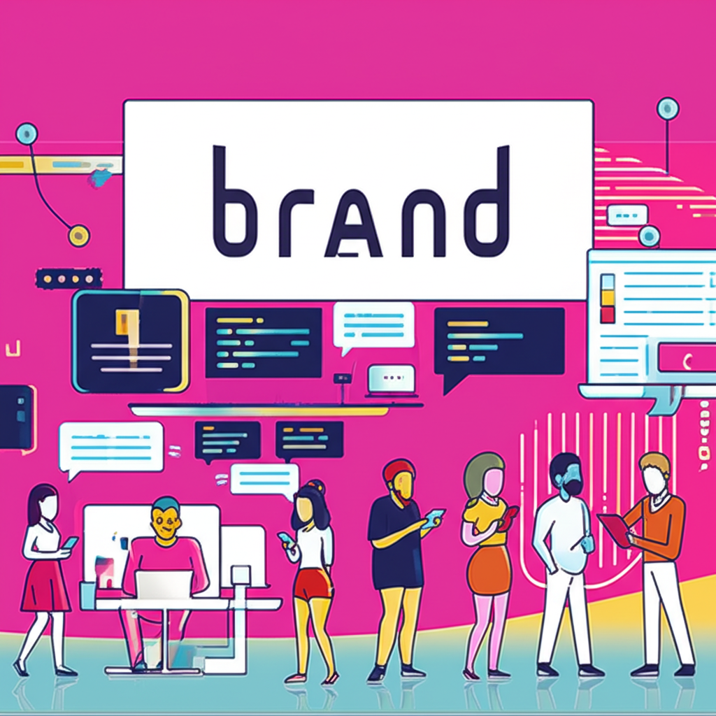 一群多元族群透過各種數位裝置瀏覽內容,背景隱約浮現品牌標誌,象徵在活力四射的數位環境中建立連結與信任