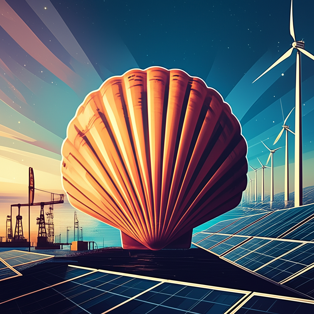 殼牌扇貝標誌俯瞰全球能源景觀,象徵百年能源演進與未來轉型