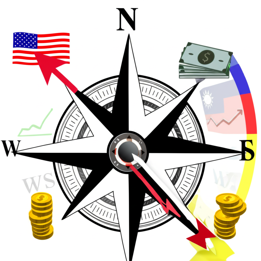 利率走勢圖如指南針指引財務決策，融入美國與台灣經濟元素