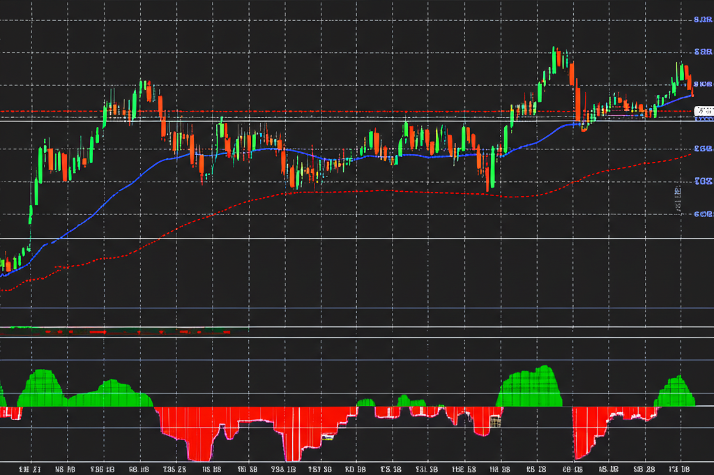 MACD指標三大構成要素示意圖,包括DIF線、DEA線與柱狀圖的顯示