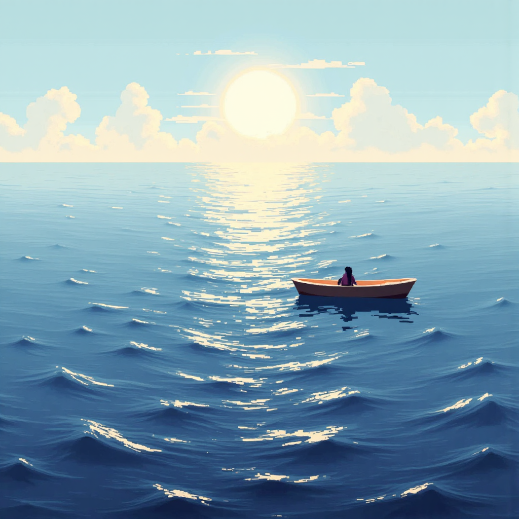 市場修正抽象圖示,如平靜海面上的輕柔波浪,象徵回調後的機會與韌性