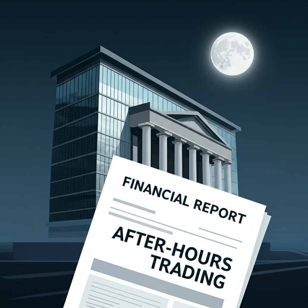 盤後交易夜晚股市建築插圖