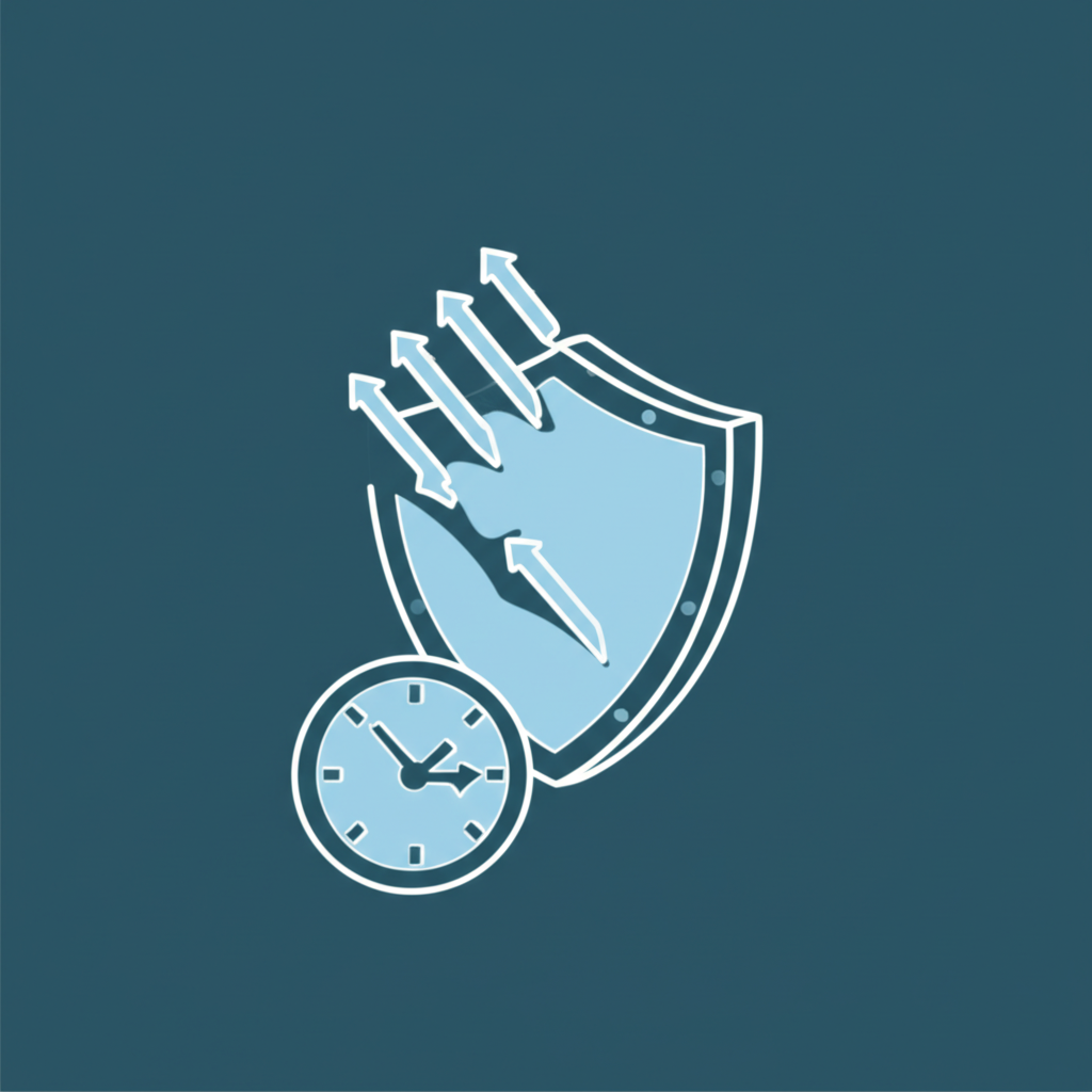 市場穩定機制以盾牌保護投資人免受極端價格波動,並以時鐘象徵反應時間的圖示