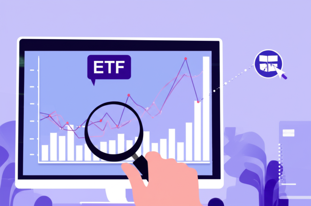 投資人透過放大鏡研究ETF漲跌幅限制與市場規則的插圖