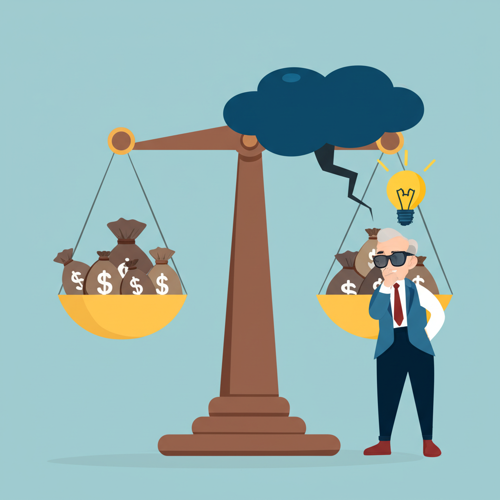 風險與報酬平衡的天平插圖，智慧投資者評估金融機會