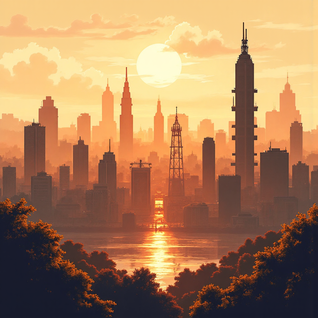 全球經濟互聯與台灣經濟的布蘭特原油溫度計抽象插圖