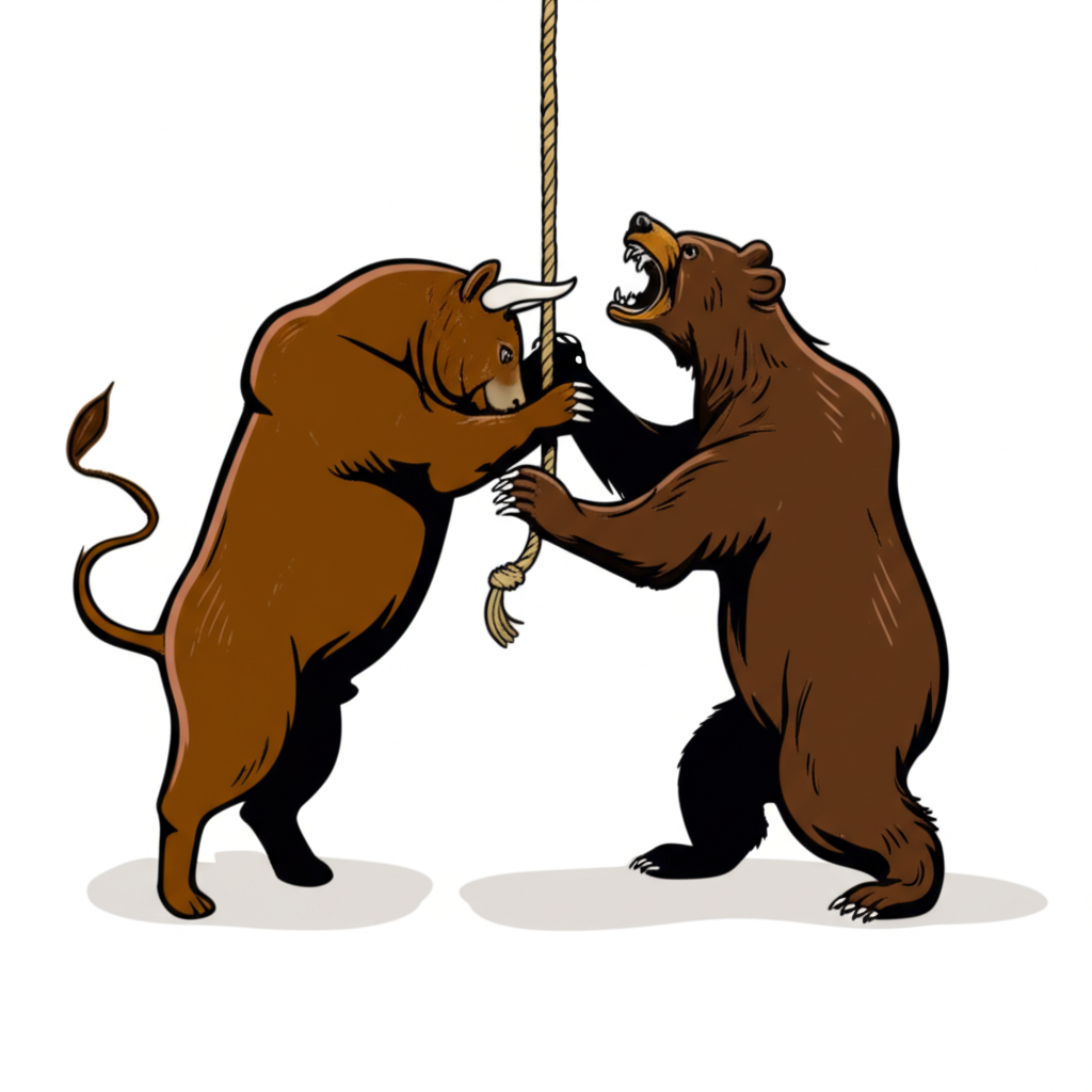 多頭空頭市場力量拉鋸插圖,牛熊對抗情境