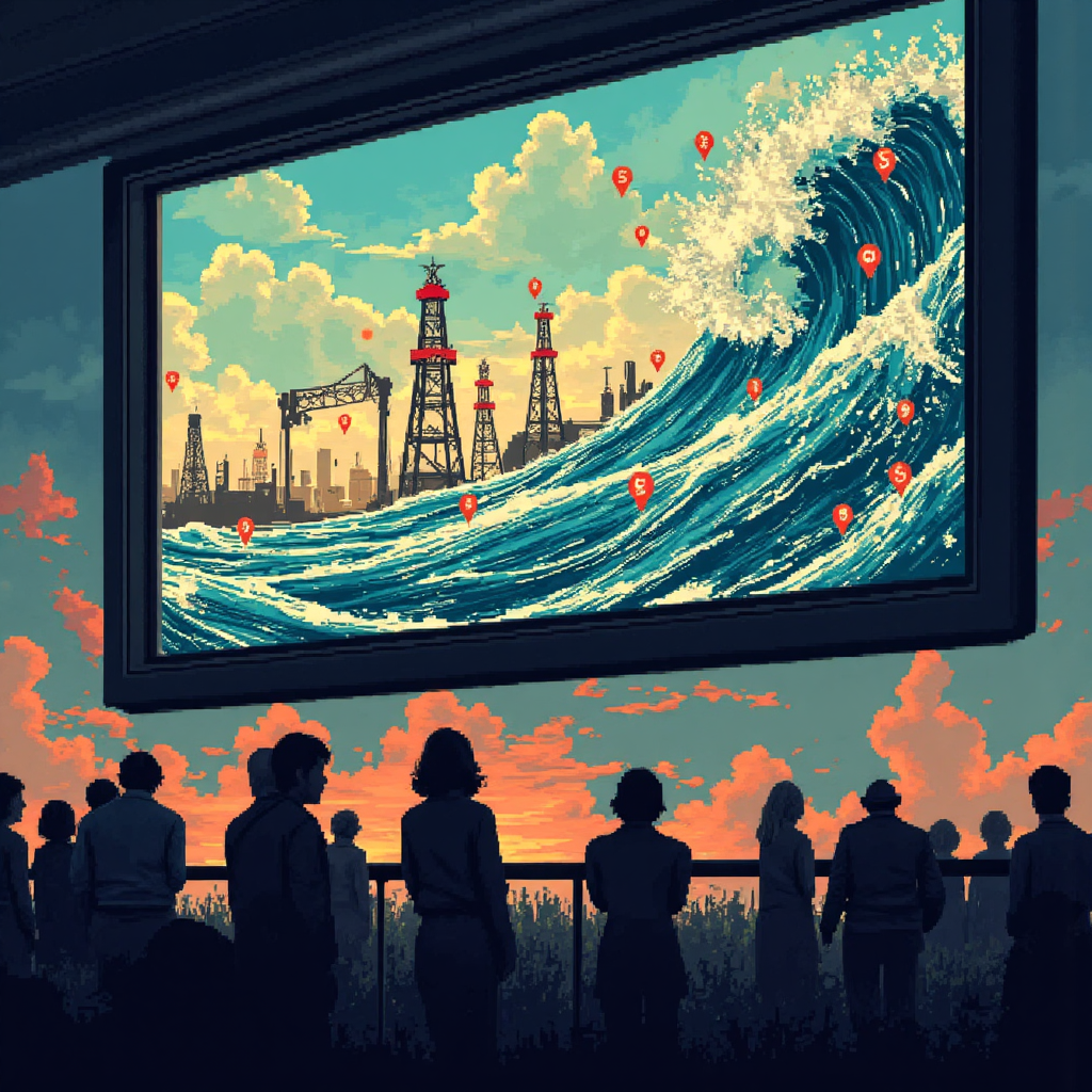 布蘭特原油價格波動動態插圖,顯示全球貿易影響